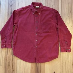 Authentic St John Bay Corduroy Red Long Sleeve Shirt, Size Large